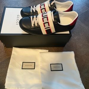 Gucci Ace sneakers leather black men us 8-8,5